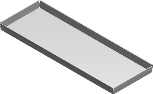 BOSCH Wanne aus Metall, rechteckig mit erhöhten Seitenrändern. Ideal zum Auffangen von Flüssigkeiten oder als Unterlage.